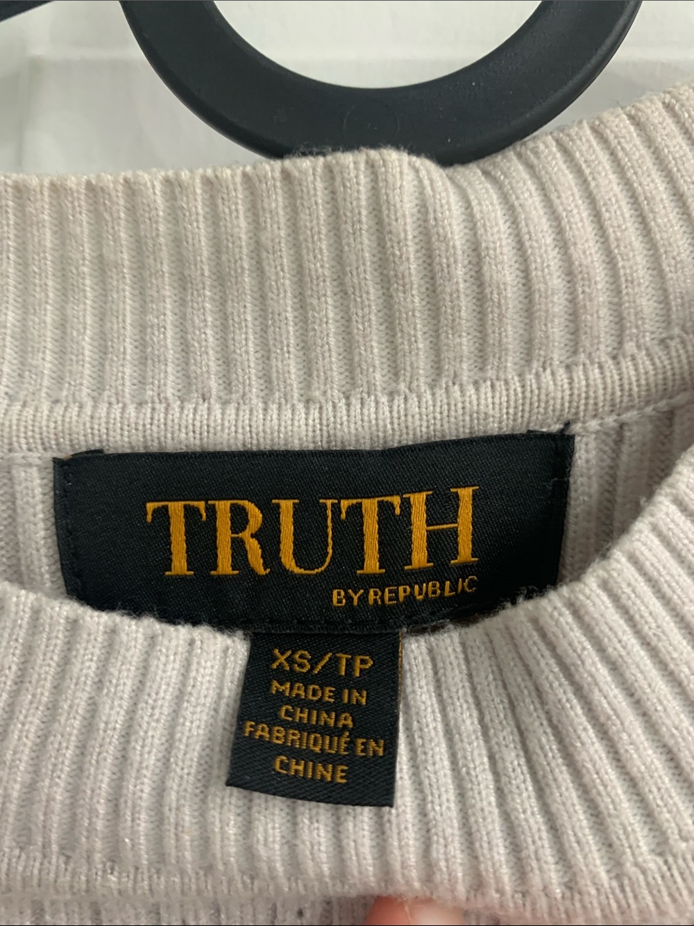 Truth Cream Ribbed Short-Sleeve Knit Top - Picture 3 of 4